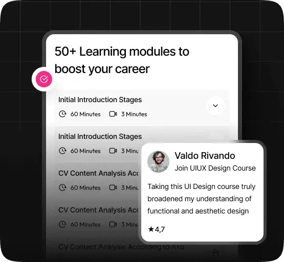 Modules d'apprentissage pour carrière UIUX Design.